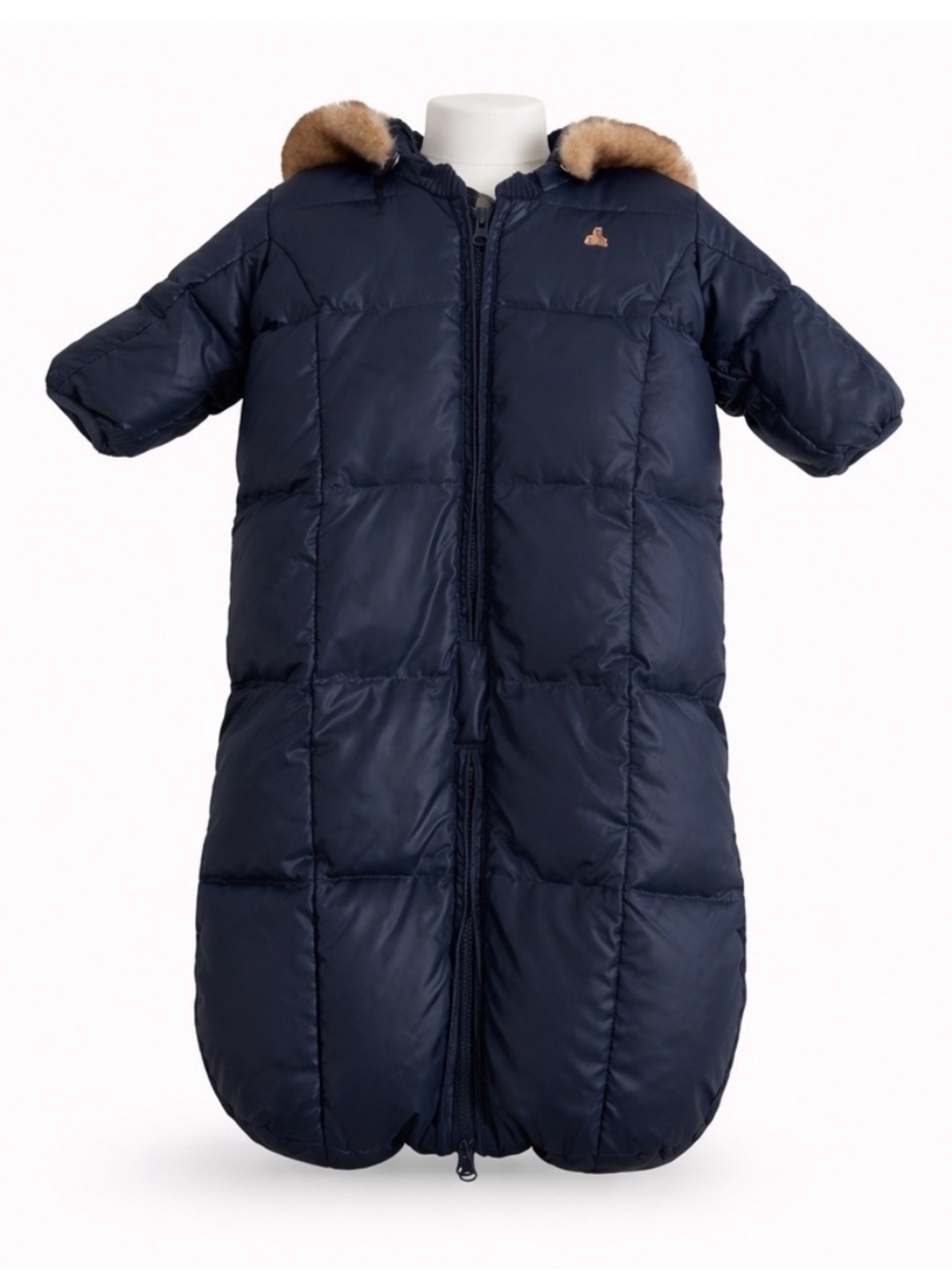 Size 0–3 Months Baby Gap Unisex Navy Puffer Snowsuit Faux Fur Hood